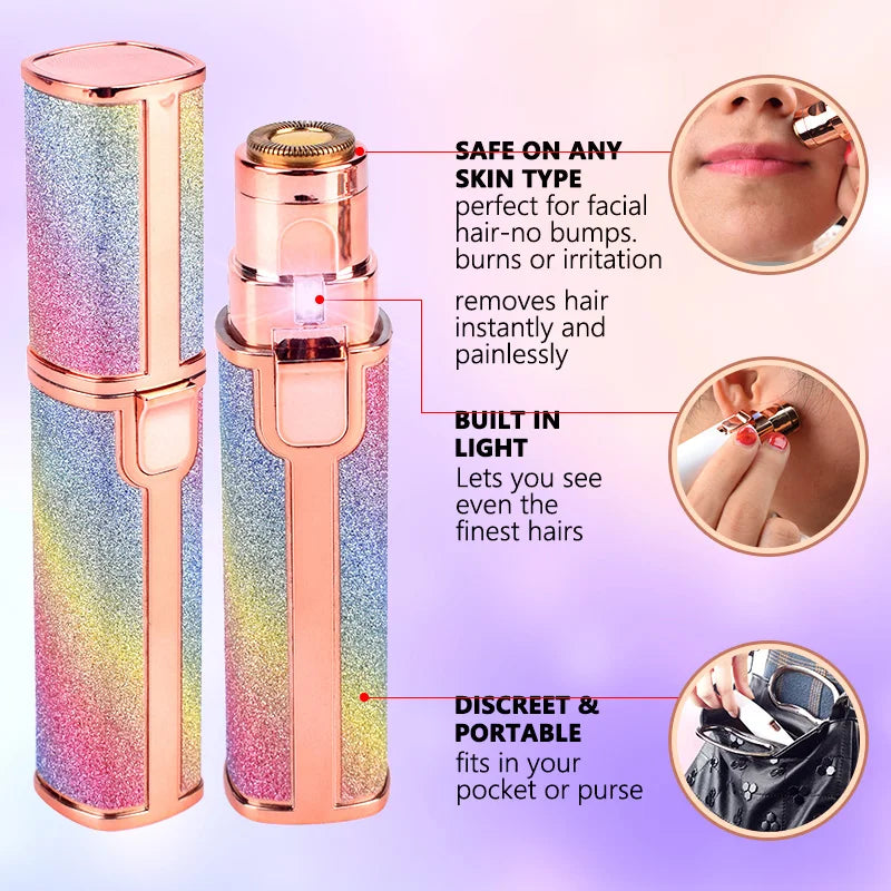Rechargeable 2-in-1 Eyebrow Trimmer & Facial Hair Remover for Women– USB Charging, Painless & Portable